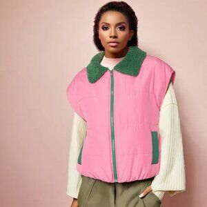 Rose & Ivy: AKA Sorority Shearling Collar Puffer Vest